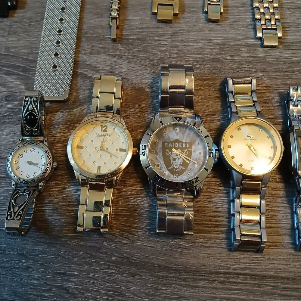 Lot 35+ Watches Parts/Repair ALL Metal Timex Fossil Chico's NY&C Rumours Lorus
